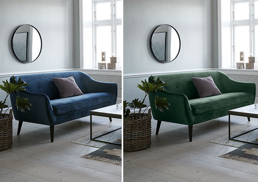 Blå og grøn sofaer i velour