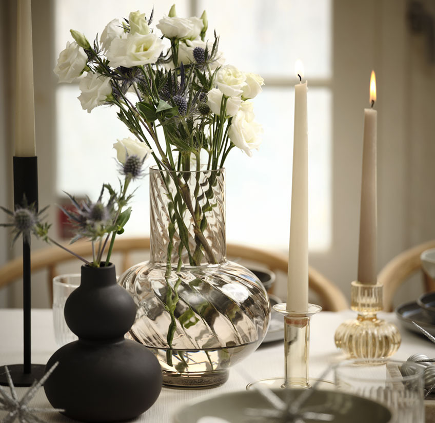 VILLY glasvase og ROBERT sort vase Glasvase og sort vase