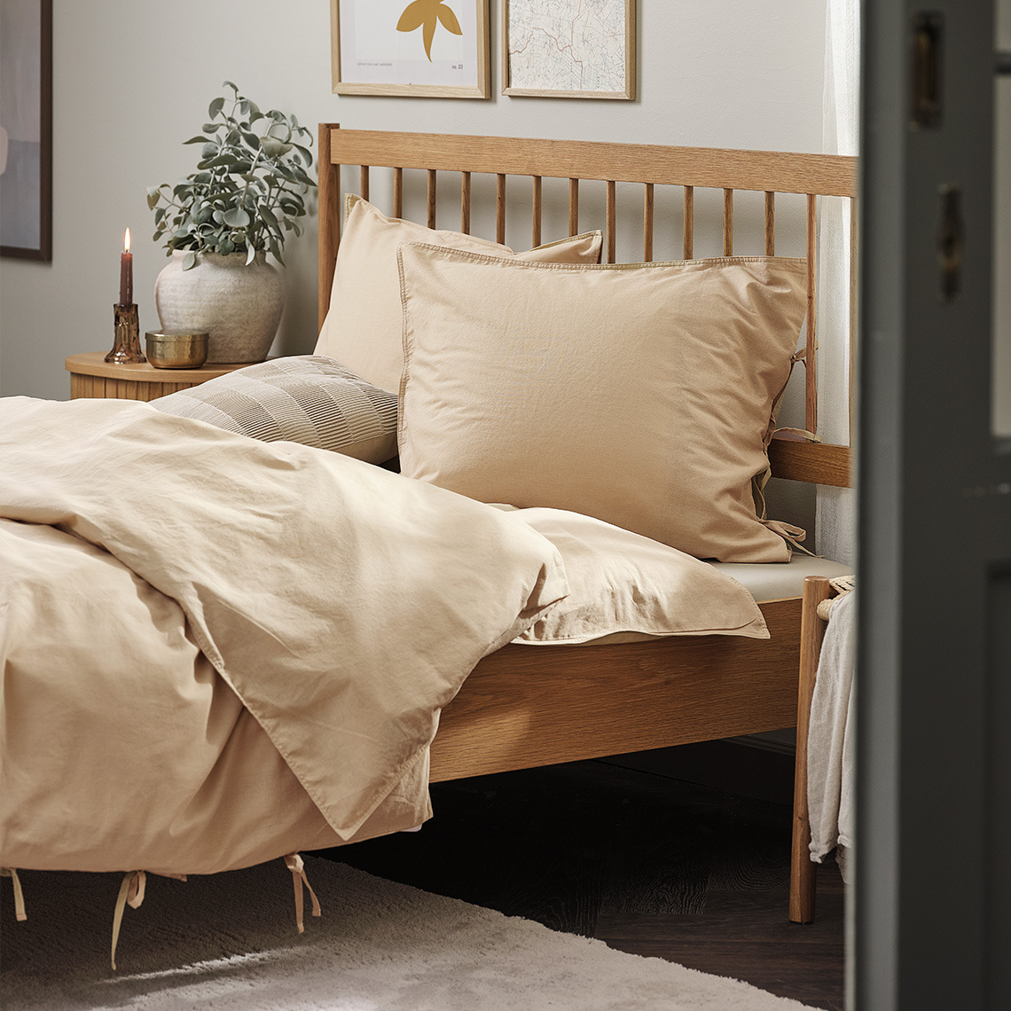 Sengetøj i vasket bomuld, inklusive dynebetræk og pudebetræk