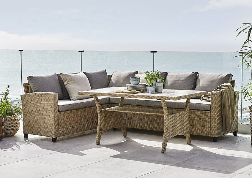 ULLEHUSE loungesæt i rattan Haveloungesæt med hjørnesofa i rattan