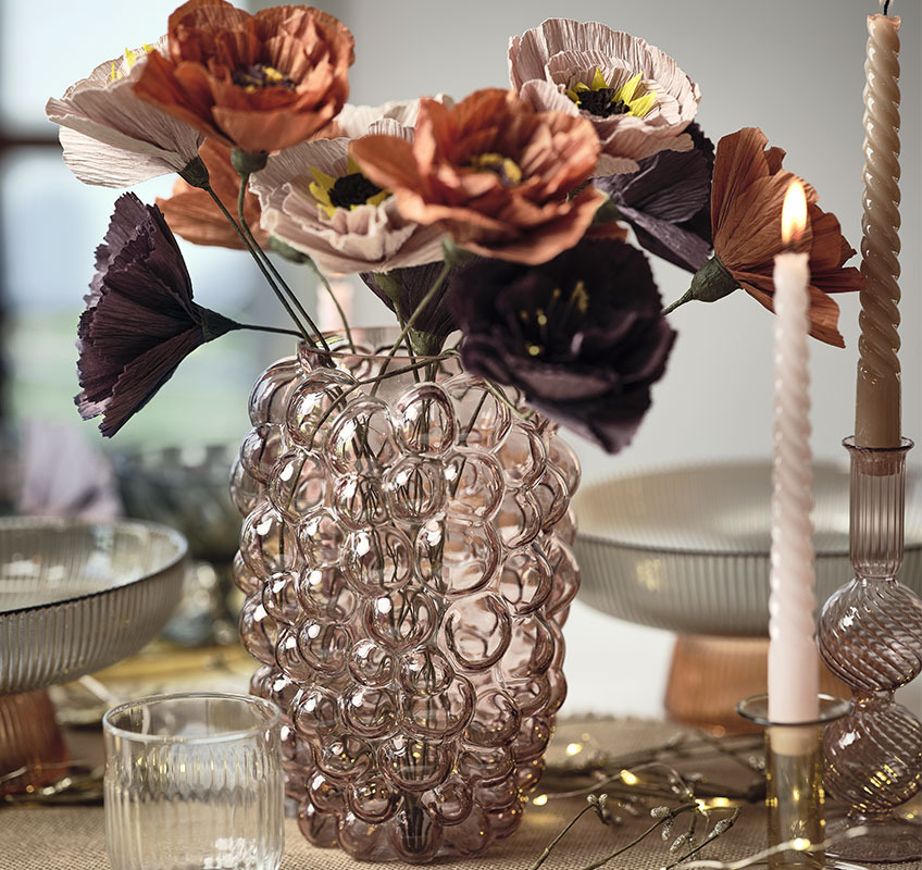 CASPER vase med PER kunstige blomster Glasvase med kunstige blomster