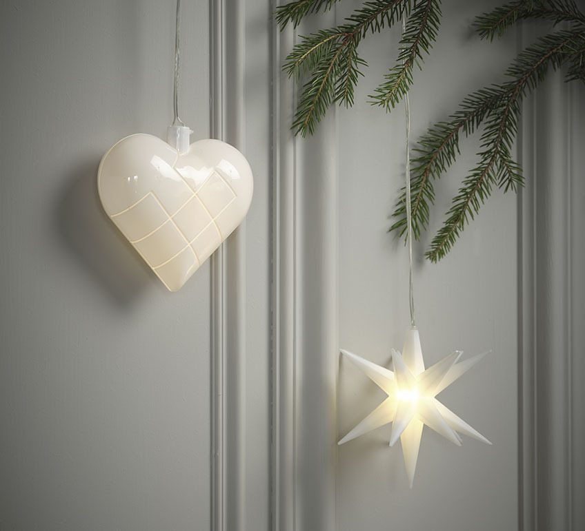 AURVANDIL julehjerte og HEULANDIT julestjerne med LED Julehjerte og julestjerne med LED